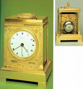 Frans pendule d'officier verguld brons reisklok antieke klok