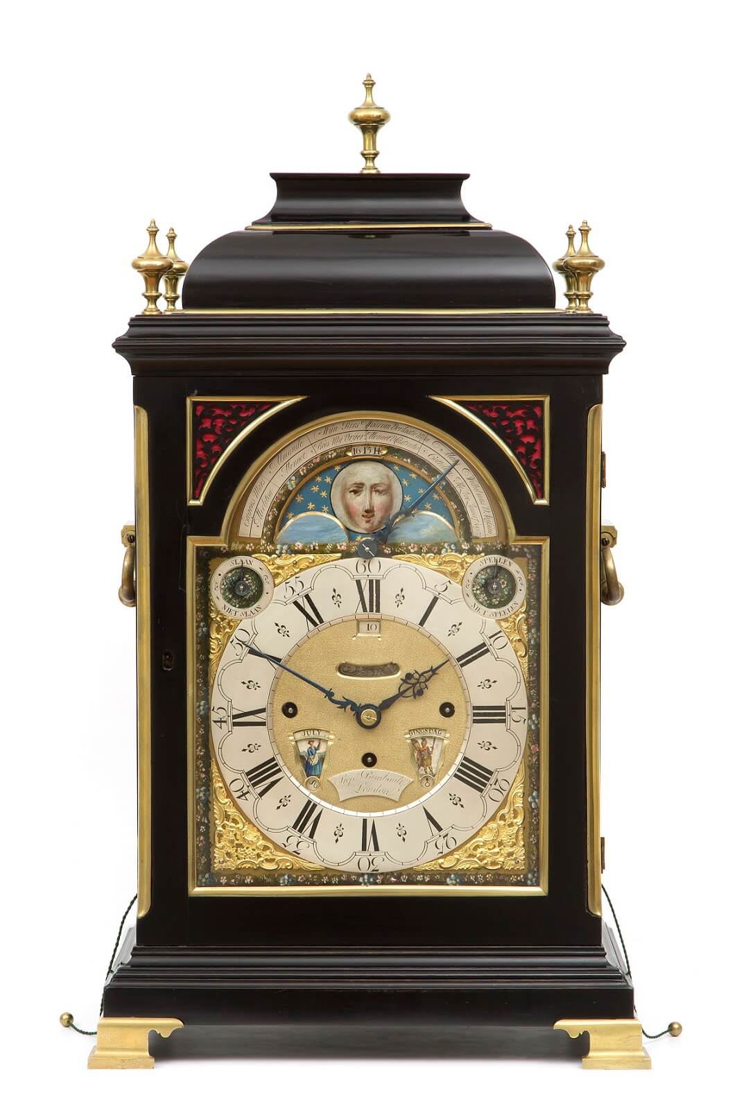 English ebonised musical table clock Rimbault 1750