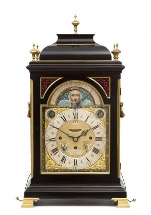 English Ebonised Musical Table Clock Rimbault 1750