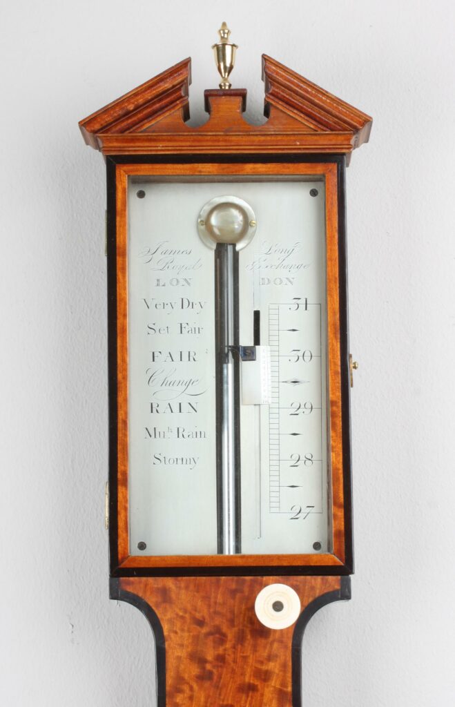 Musical Barometer An English satinwood stick barometer, James Long Royal Exchange, circa ...