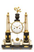 French Louis XVI Marble Portico Clock Baudin 1770