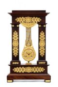 French Empire Mahogany Ormolu Oscillating Portico Clock 1825