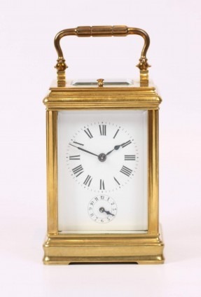 French Gilt Canele Carriage Clock Repeater Alarm Circa 1890