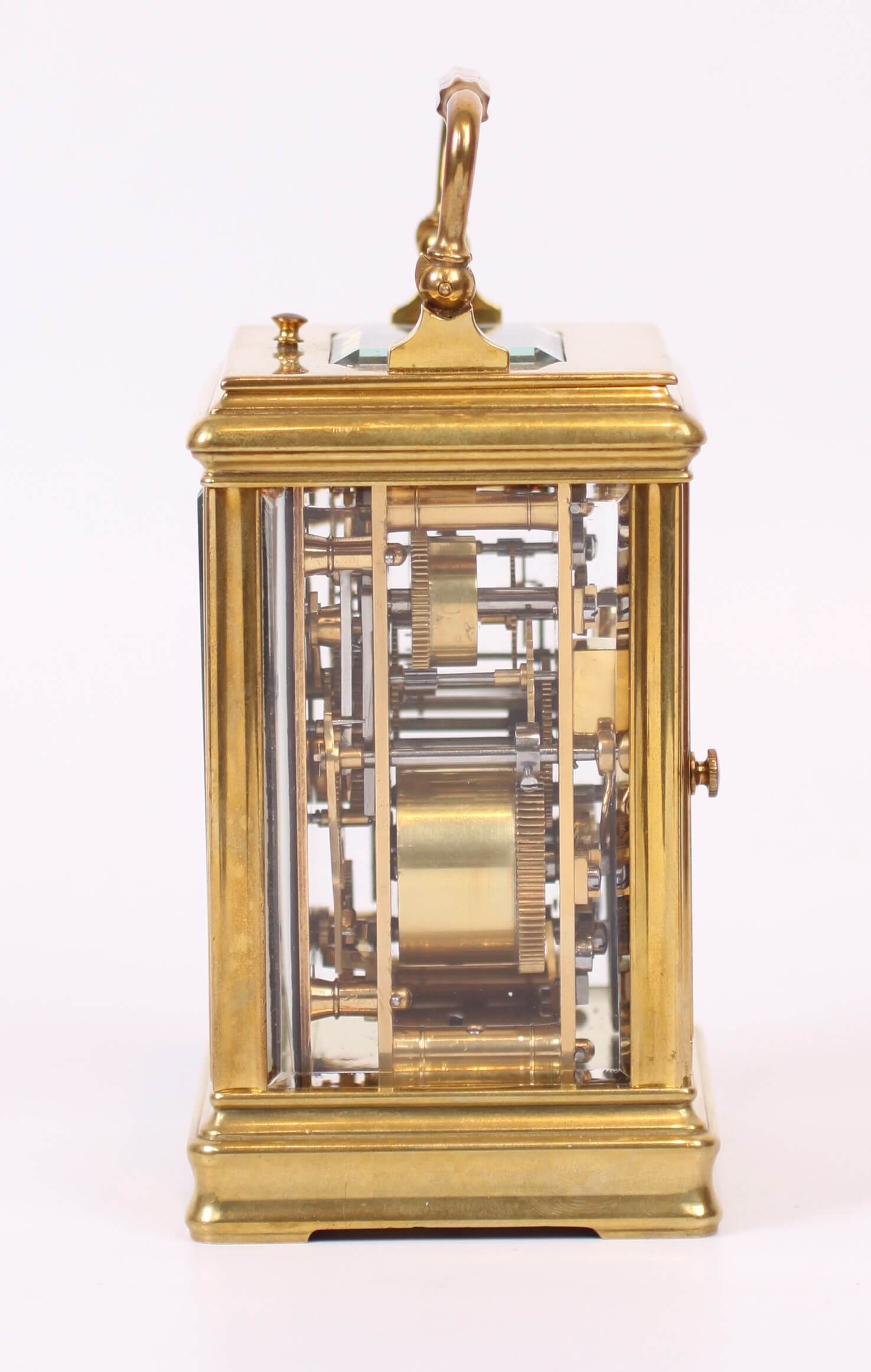 French gilt canele carriage clock repeater alarm circa 1890