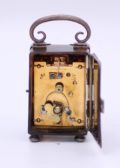 English Tortoiseshell Miniature Silver Carriage Clock