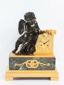 French Charles X ormolu gilt marble mantel clock 1825