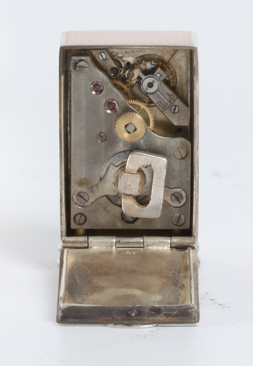 Swiss miniature silver guilloche enamel timepiece 1900