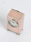 Swiss Miniature Silver Guilloche Enamel Timepiece 1900