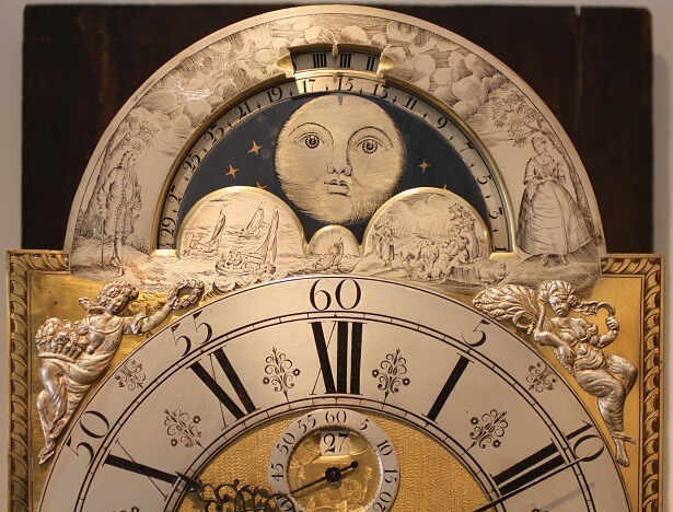 Dutch Amsterdam longcase clock calendar du Chesne 1740