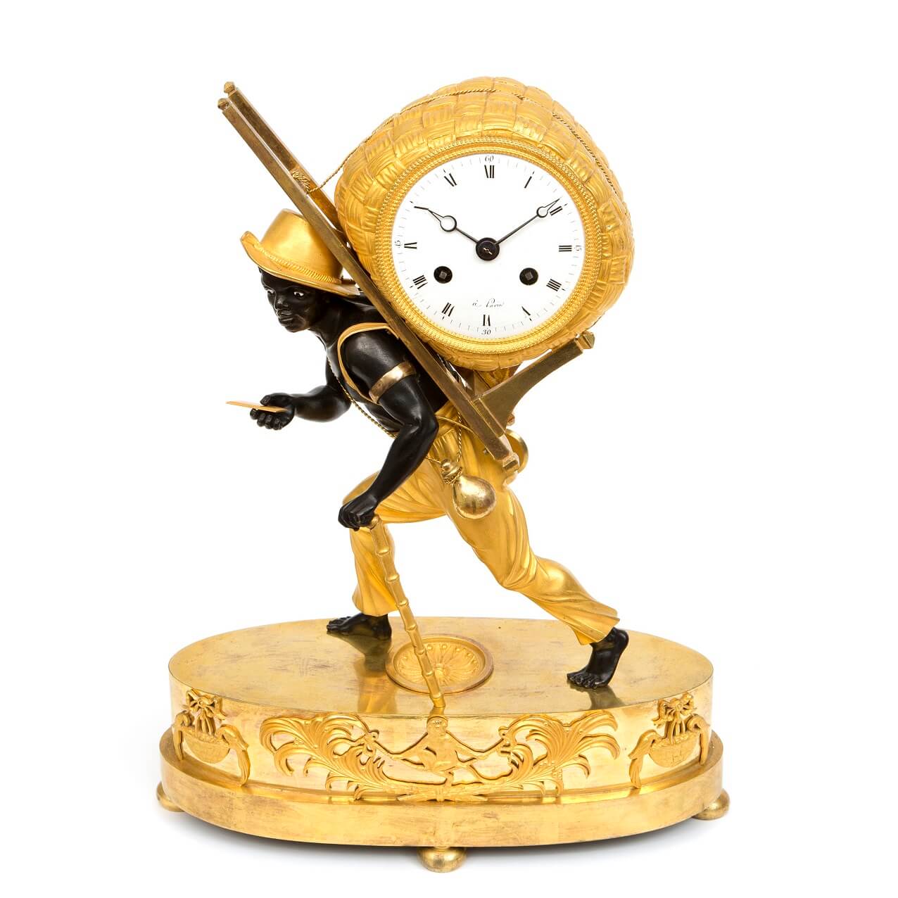 French Empire ormolu bon sauvage mantel clock 1800