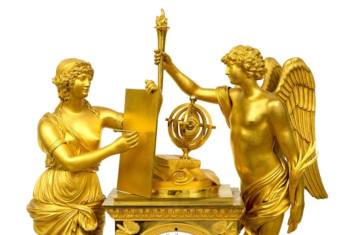 French Empire ormolu mantel clock Genie&Imagination 1800