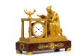 French Empire Ormolu Griotte Rouge Mantel Clock Sappho 1800