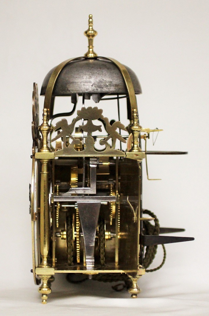 French lantern wall clock porcelain dial 1740