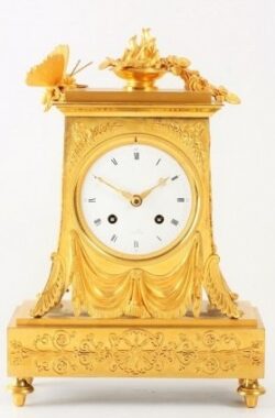 French Empire Ormolu Mantel Clock Butterfly 1800