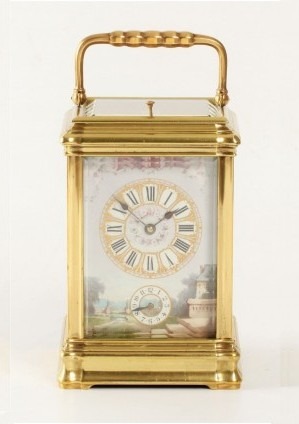 French Gorge Carriage Clock Porcelain Repeater 1880