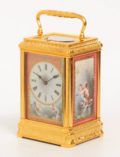 French Gorge Carriage Clock Porcelain Drocourt 1880