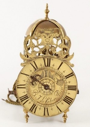 French Brass Lantern Alarm Wall Clock Lefebure 1720