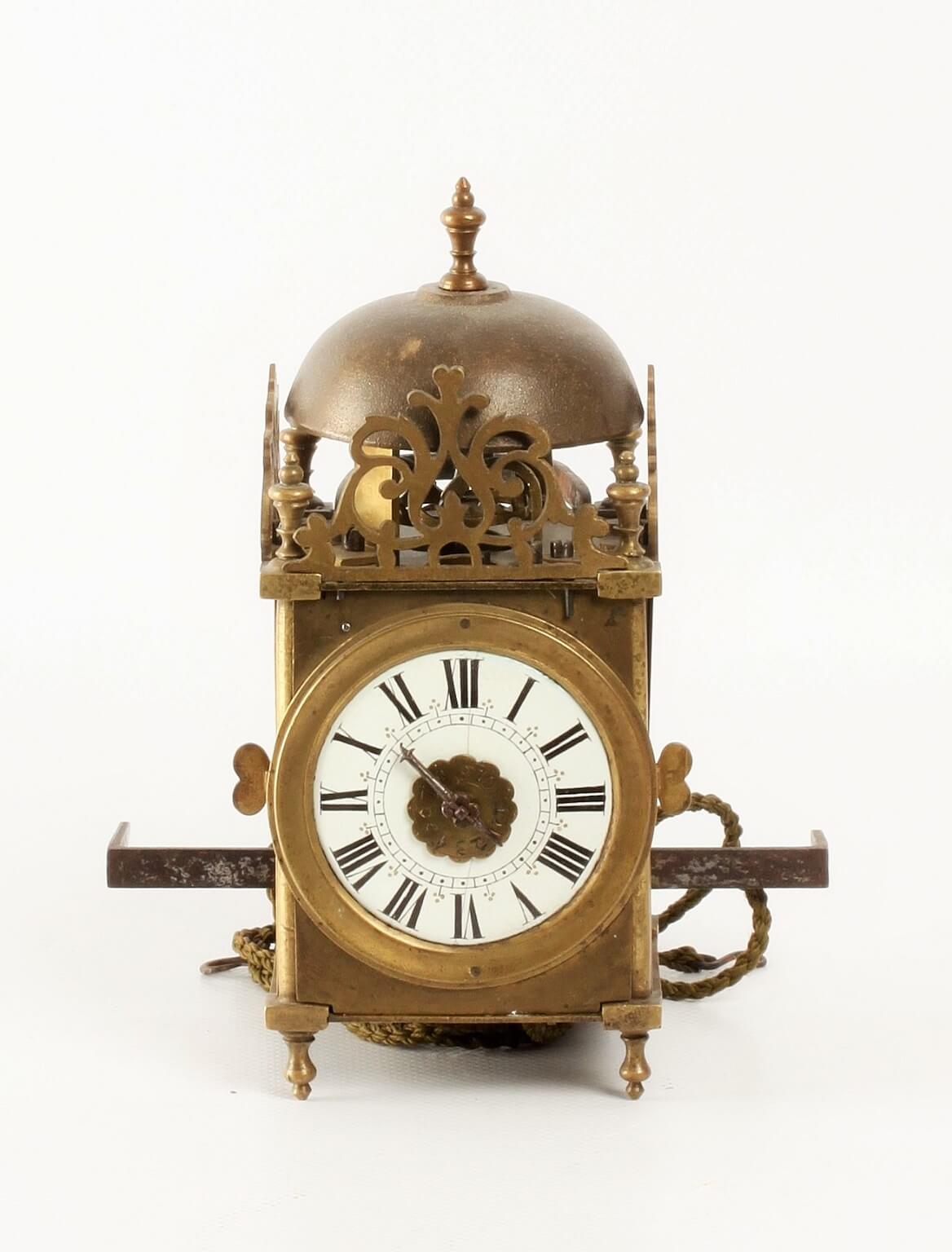 French miniature lantern wall clock enamel 1750