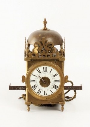 French Miniature Lantern Wall Clock Enamel 1750