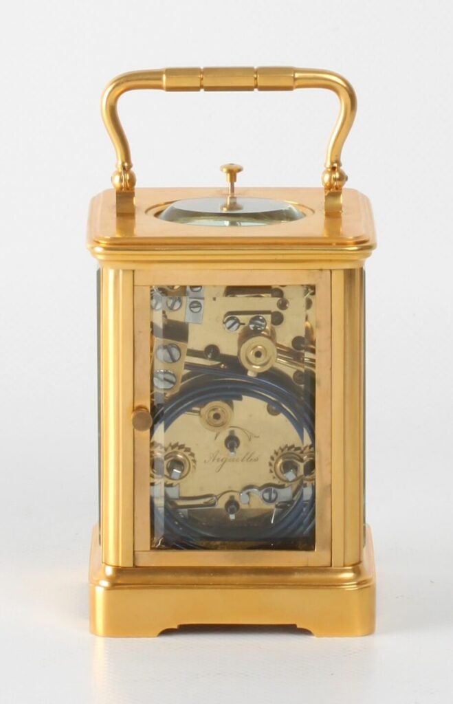 A small French gilt quarter striking carriage clock, Margaine, circa ...