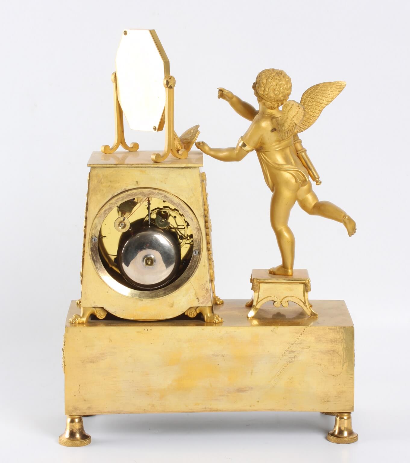 French Empire ormolu mantel clock Cupid 1800