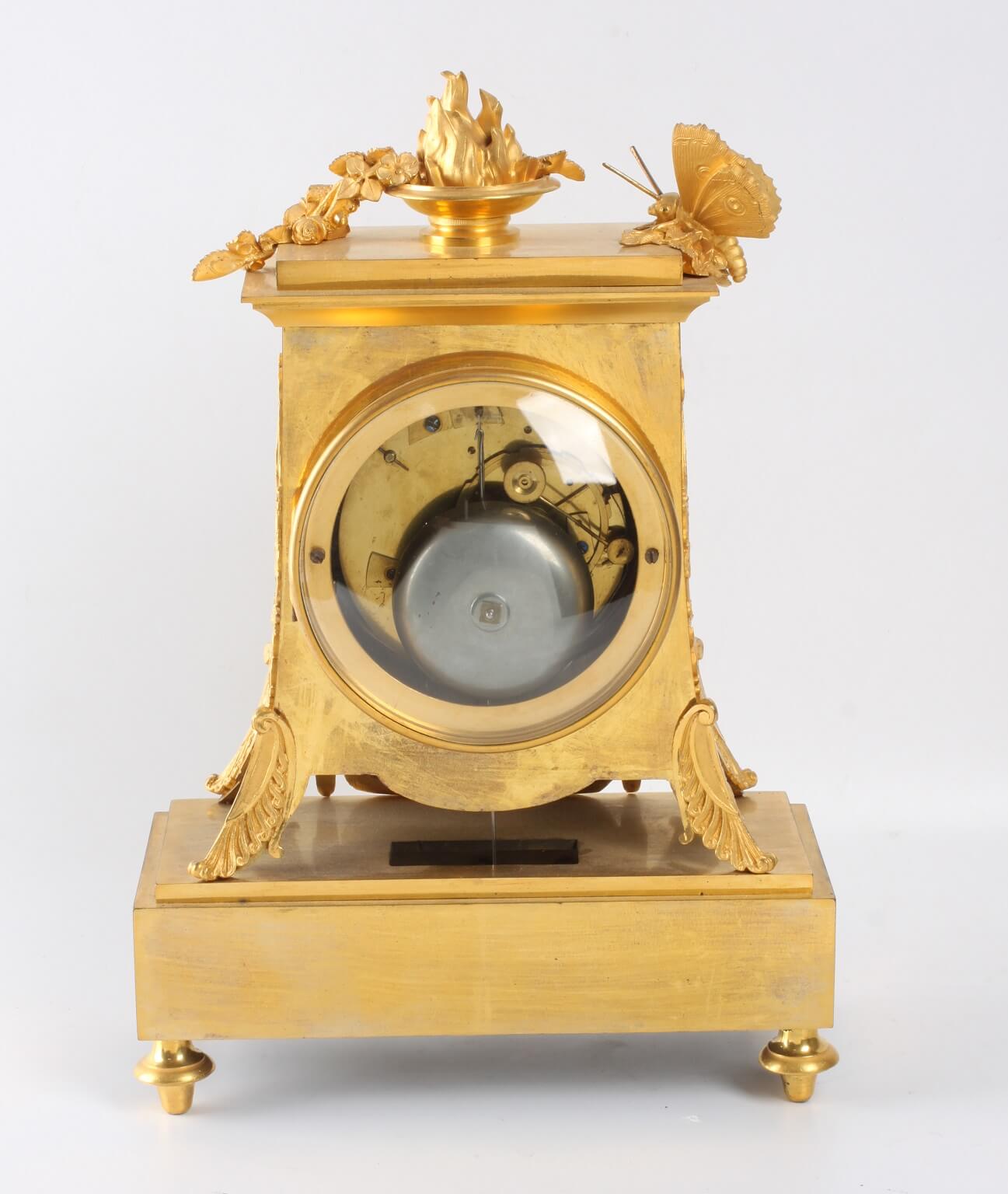 French Empire ormolu mantel clock butterfly 1800