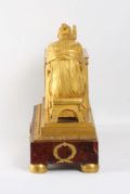 French Empire Ormolu Griotte Rouge Mantel Clock Sappho 1800