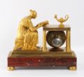 French Empire Ormolu Griotte Rouge Mantel Clock Sappho 1800