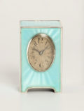 Swiss Miniature Silver Blue Guilloche Enamel Timepiece 1900