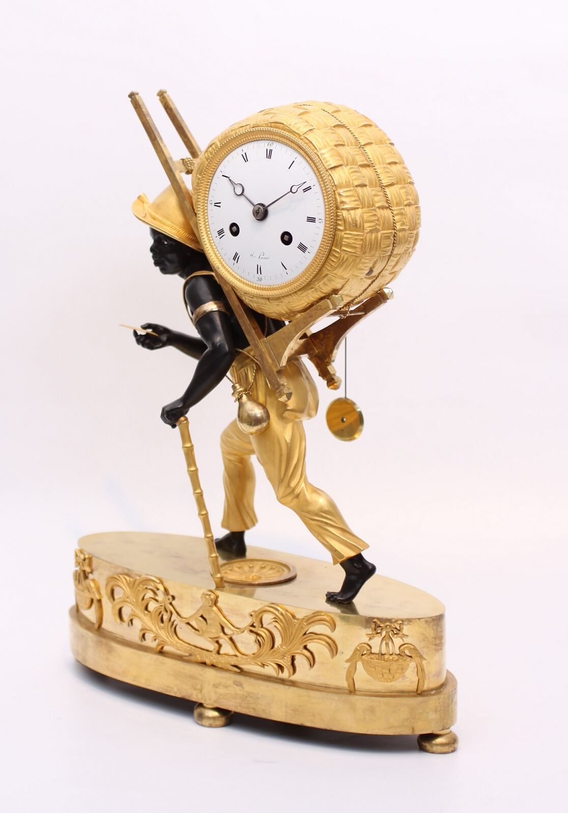 French Empire ormolu bon sauvage mantel clock 1800