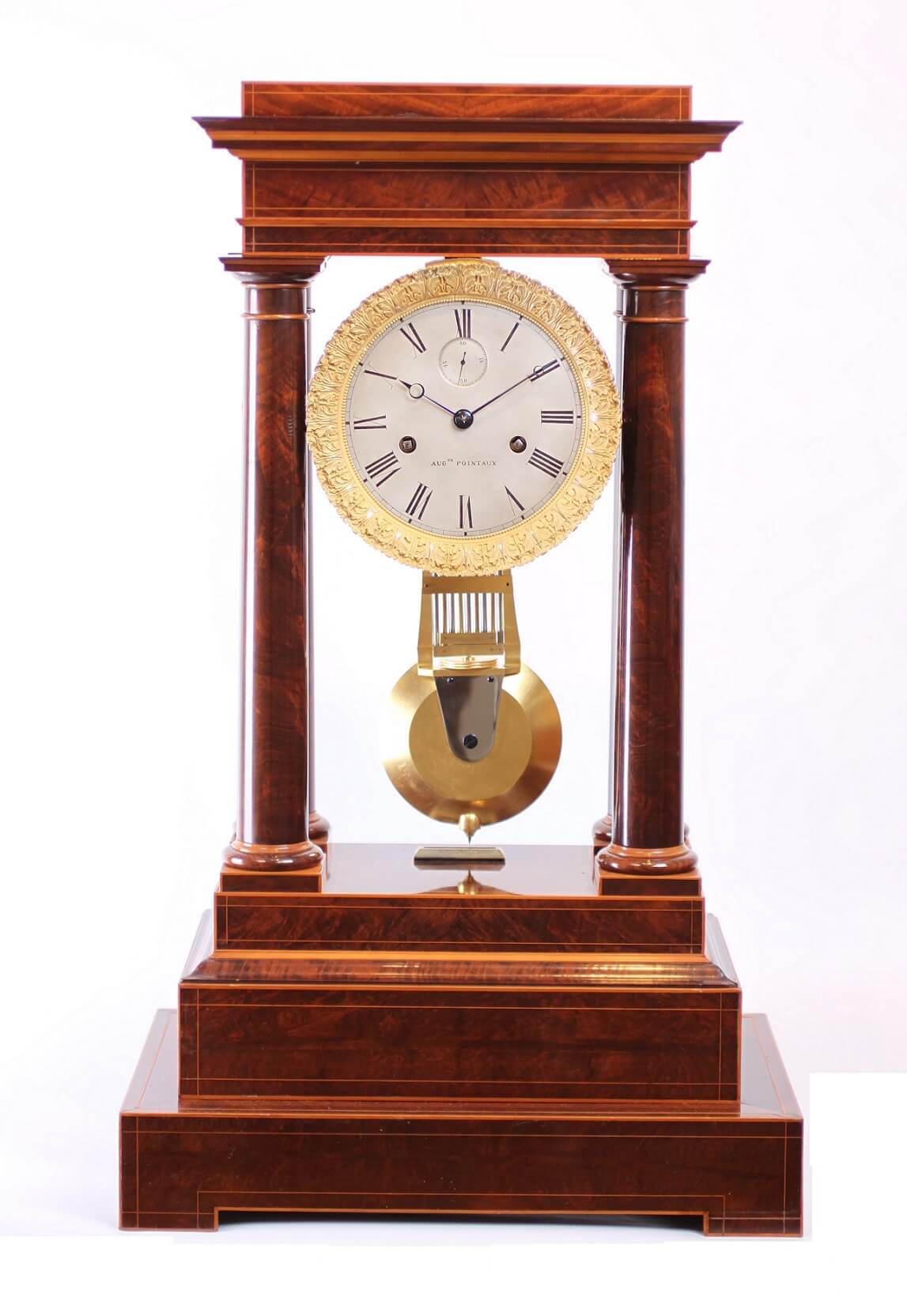 French Charles X mahogany regulator portico clock 1829