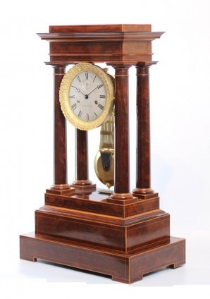 French Charles X Mahogany Regulator Portico Clock 1829