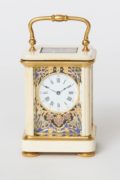 French-miniature-ivory-cloisonné-travel Clock-antique Clock-carriage Clock