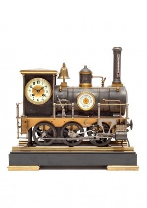 French Automaton Industrial Locomotive Clock Guilmet