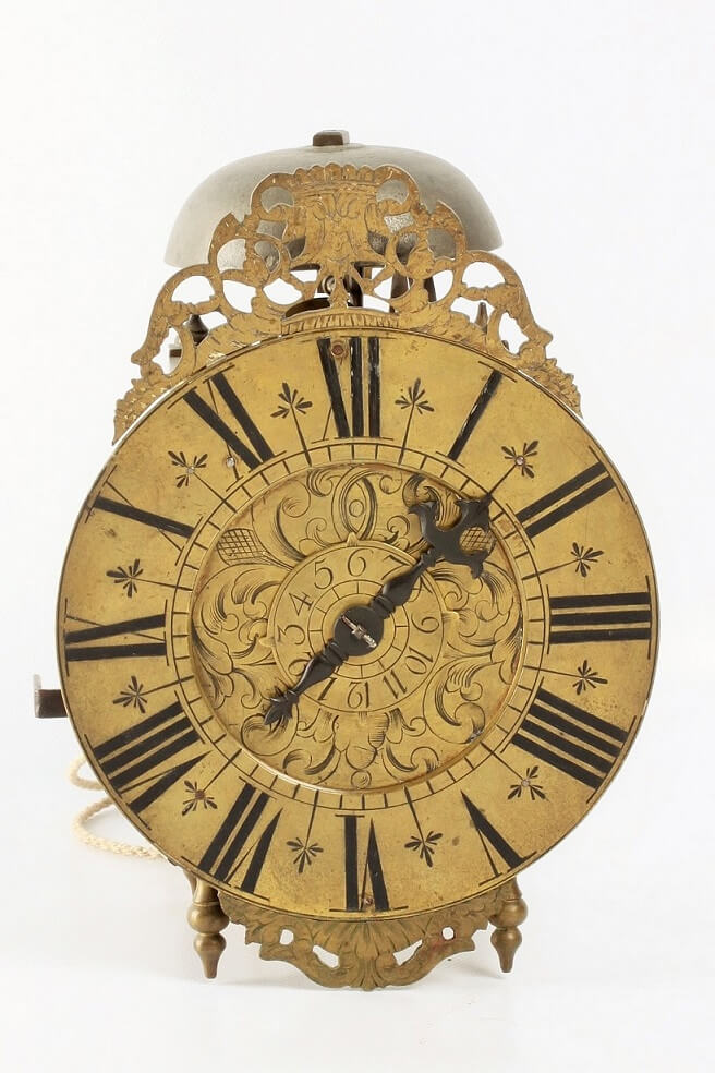 French brass lantern alarm wall clock 1720