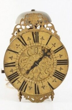 French Brass Lantern Alarm Wall Clock 1720