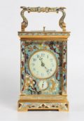 French Gilt Cloisonné Anglaise Carriage Clock Repeater 1890