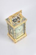 French Gilt Cloisonné Anglaise Carriage Clock Repeater 1890