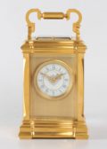 French Gilt Carriage Clock Jugendstil Repeater Frost 1890