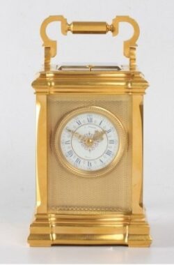 French Gilt Carriage Clock Jugendstil Repeater Frost 1890