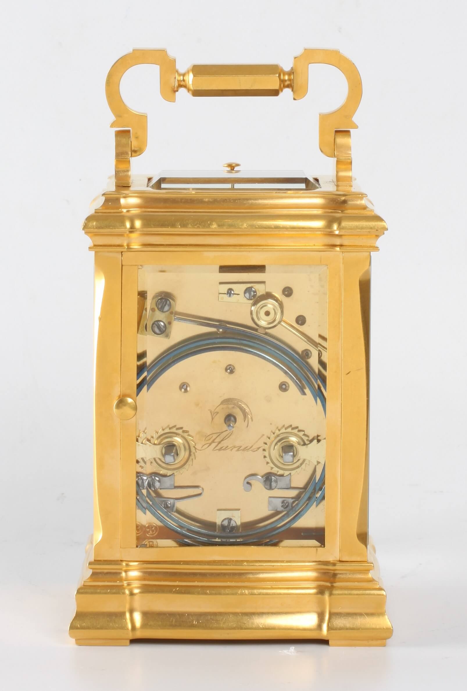 French gilt carriage clock jugendstil repeater Frost 1890