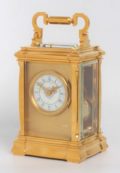 French Gilt Carriage Clock Jugendstil Repeater Frost 1890