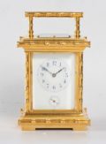 French Gilt Bamboo Repeater Carriage Clock 1890