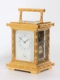 French Gilt Bamboo Repeater Carriage Clock 1890