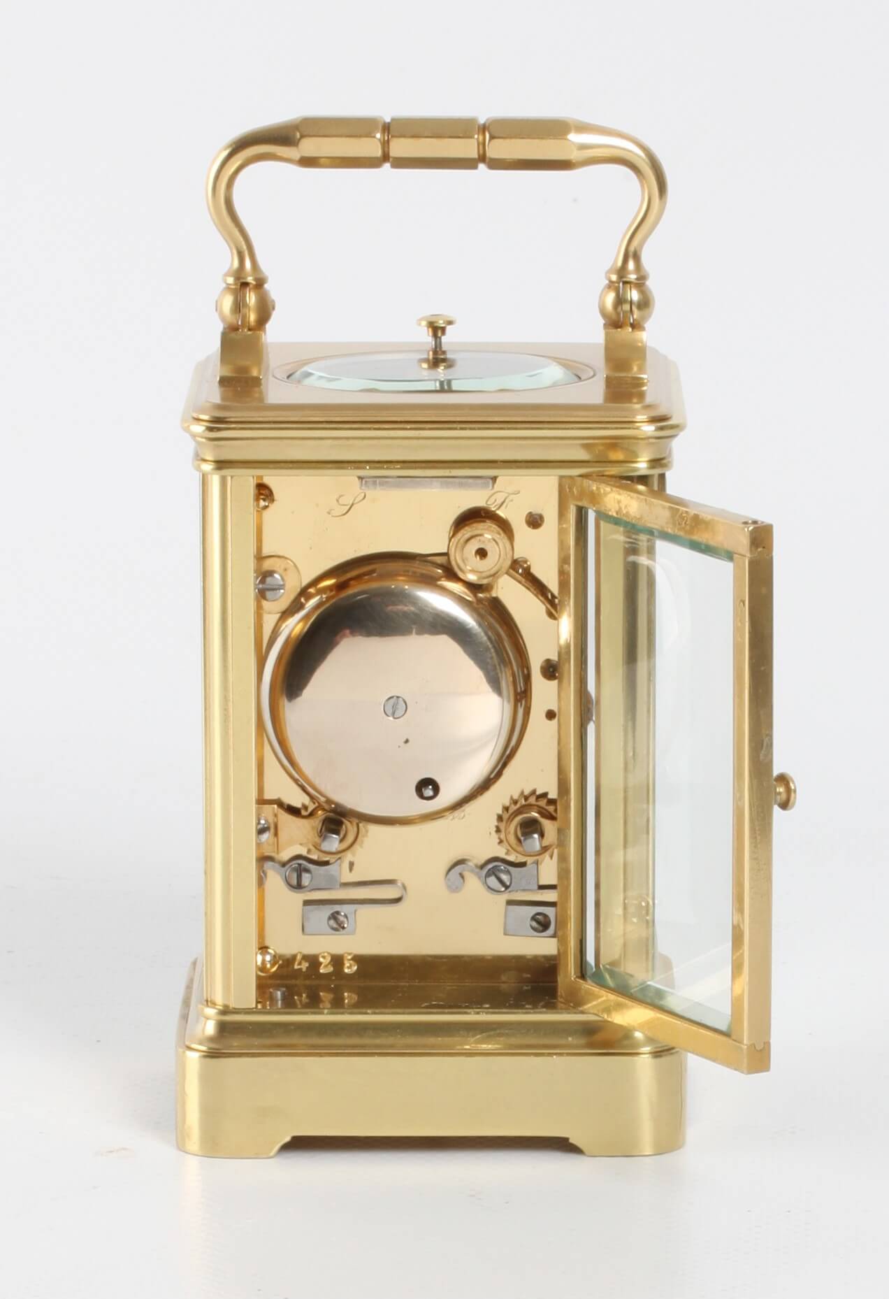 French brass corniche carriage clock repeater 1860