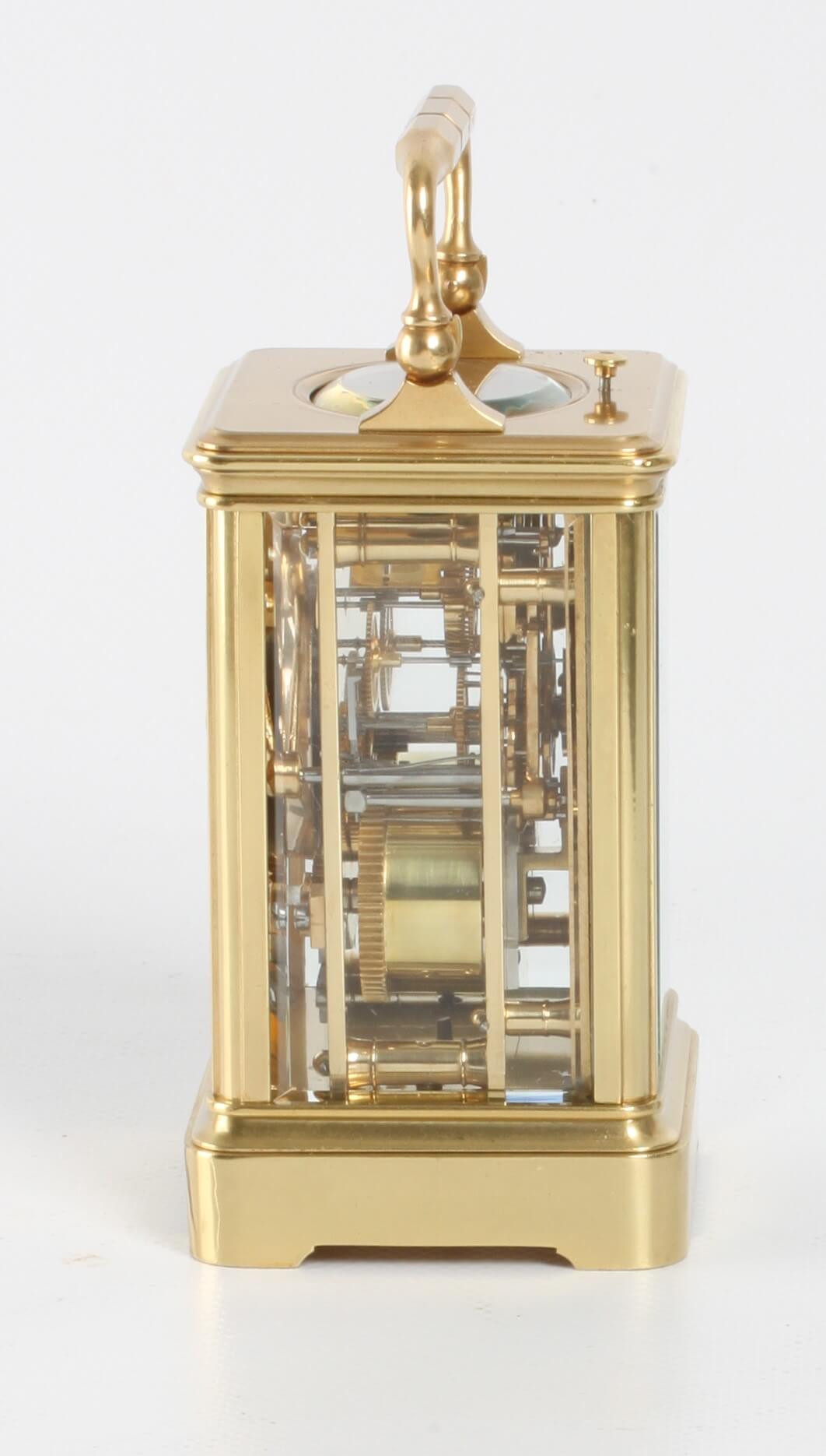 French brass corniche carriage clock repeater 1860