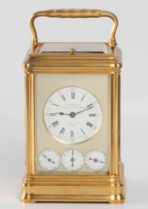 French Gilt Gorge Carriage Clock Calendar Rodanet 1890