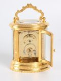 French Gilt Oval Carriage Clock Engraved 1870