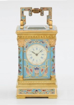 French Miniature Gilt Cloisonné Anglaise Carriage Clock 1870