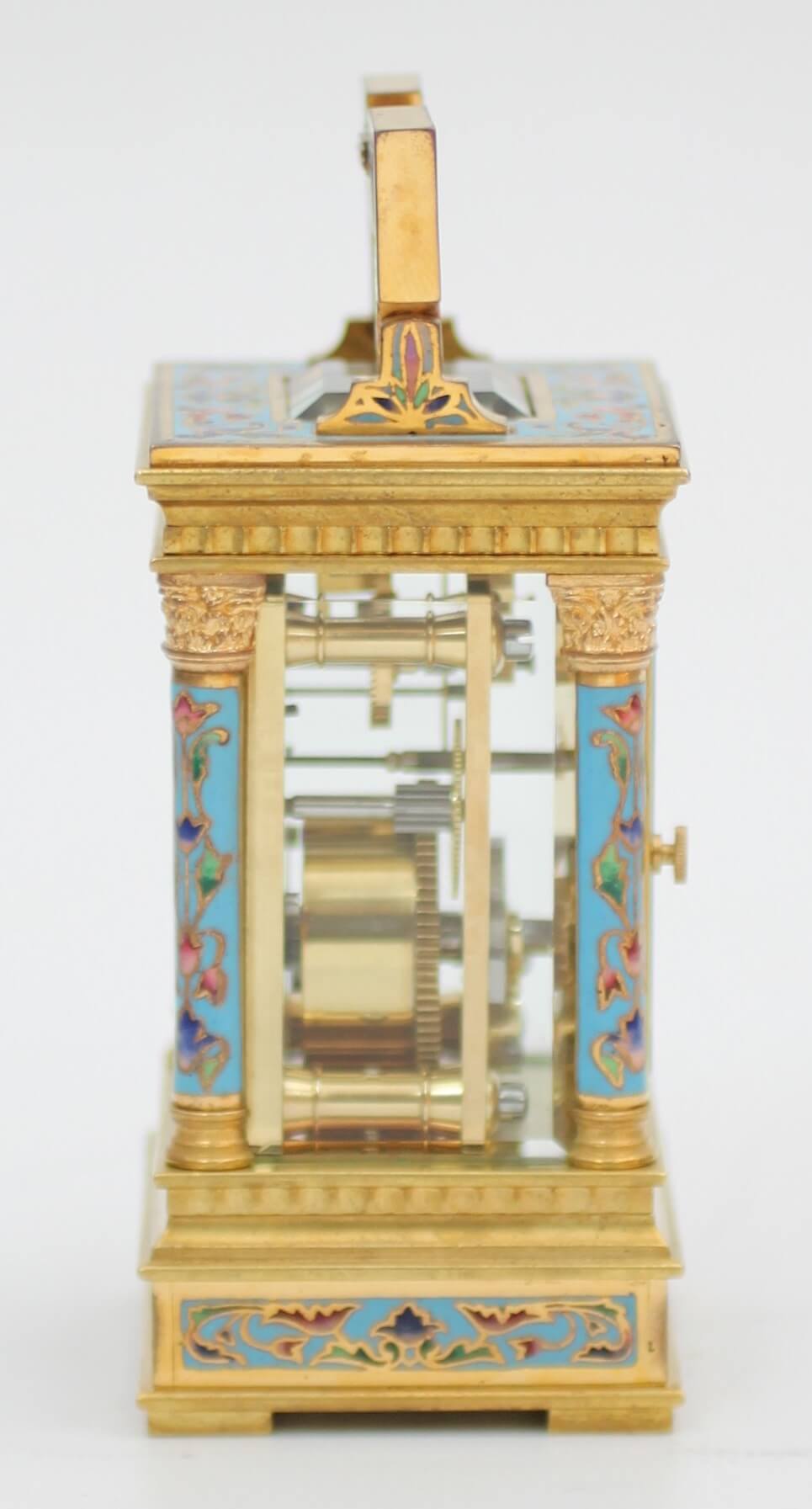 French miniature gilt cloisonné anglaise carriage clock 1870